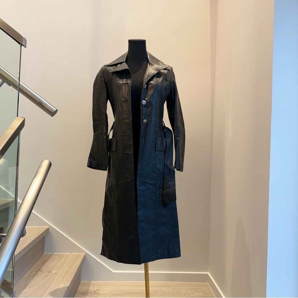 Elegant Black Leather Coat